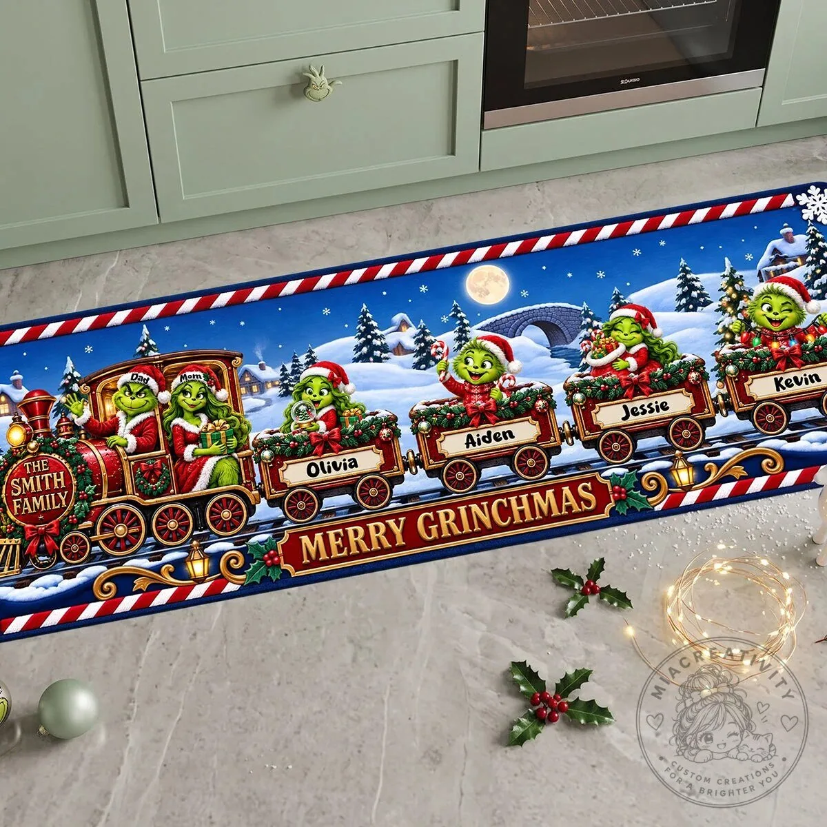 Personalized Grinchmas Family Train Christmas Kitchen Floor Mat 9 Personalized Grinchmas Family Train Christmas Kitchen Floor Mat