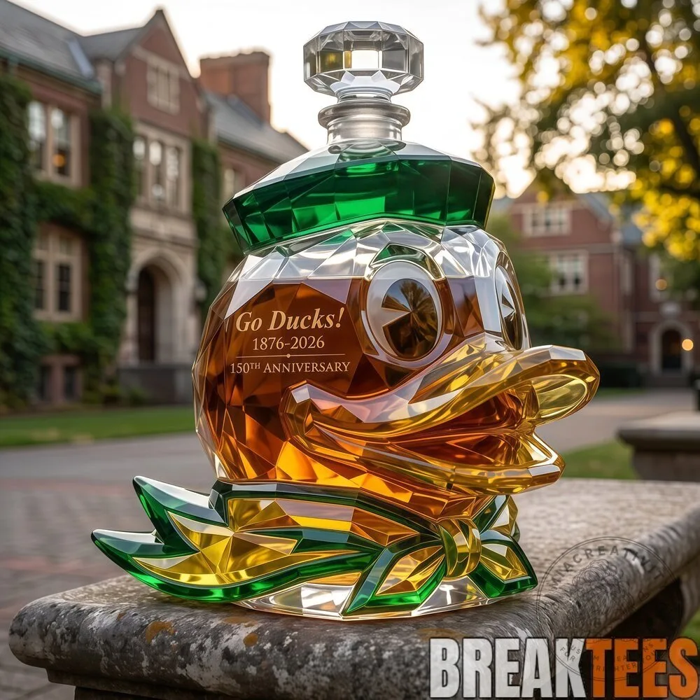 Oregon Ducks 150th Anniversary Go Ducks! Whiskey Decanter Bottle