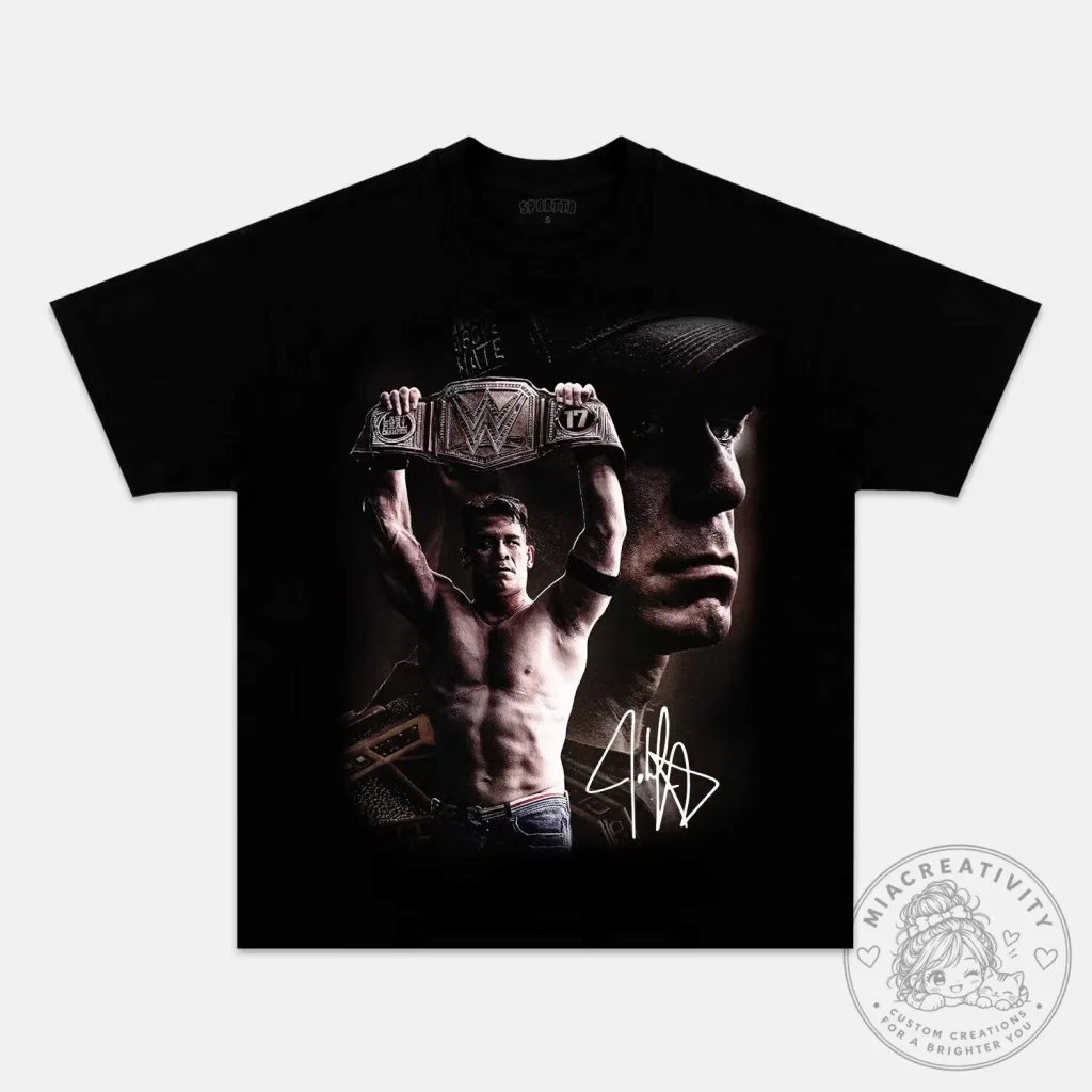 WWE Champion Graphic T-Shirt in Black Featuring John Cena WWE Champion Graphic T-Shirt in Black Featuring John Cena