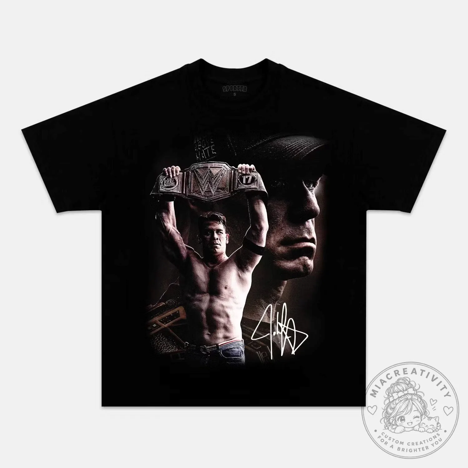 WWE Champion Graphic T-Shirt in Black Featuring John Cena