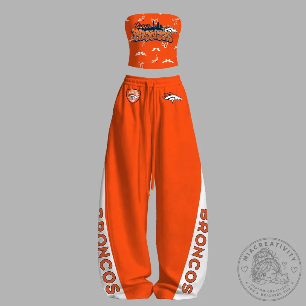 Denver Broncos Football Team Women's Strapless Top and Pants Set Denver Broncos Football Team Women's Strapless Top and Pants Set