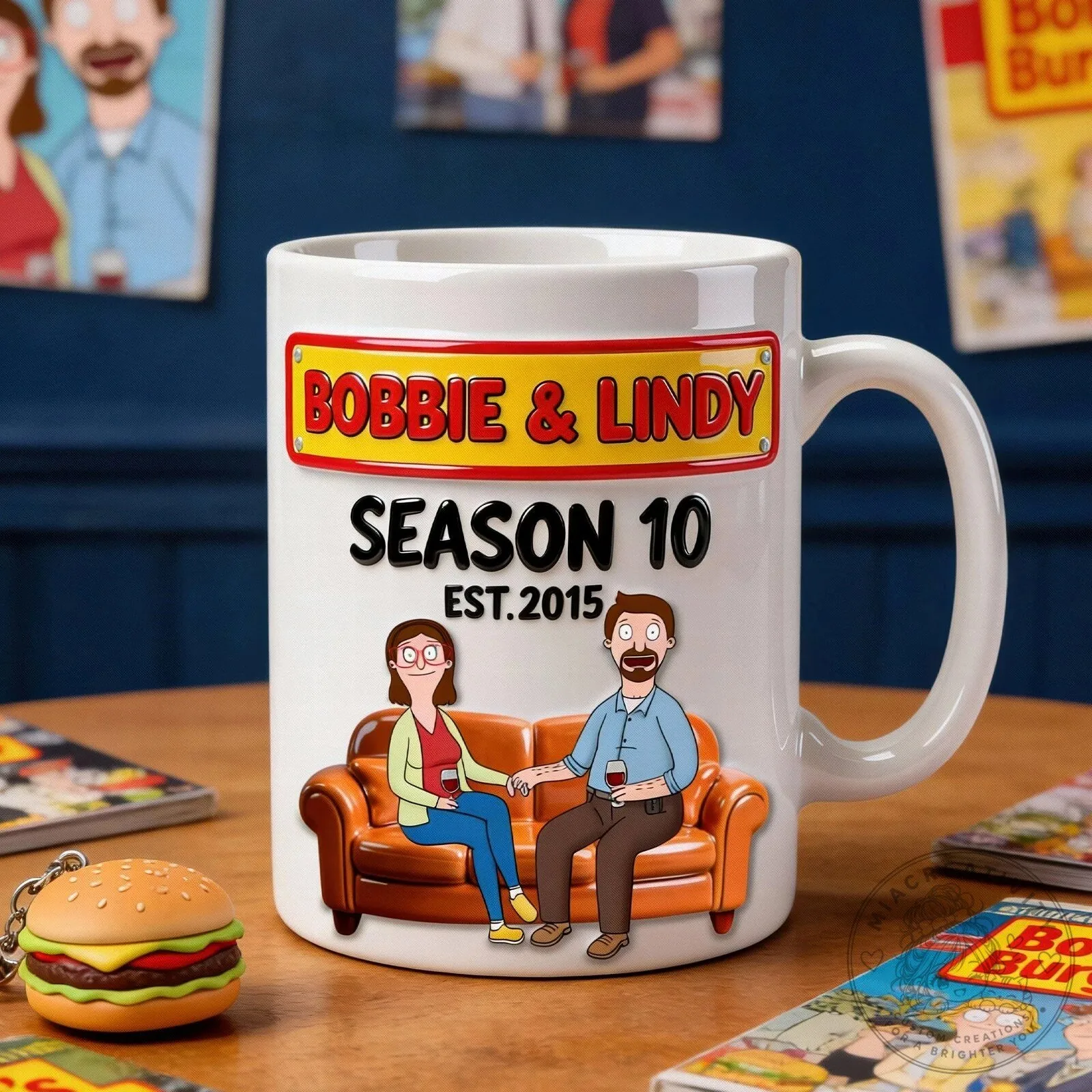 Personalized Bob's Burgers Bobbie and Lindy Season 10 Est. 2015 Couple Coffee Mug