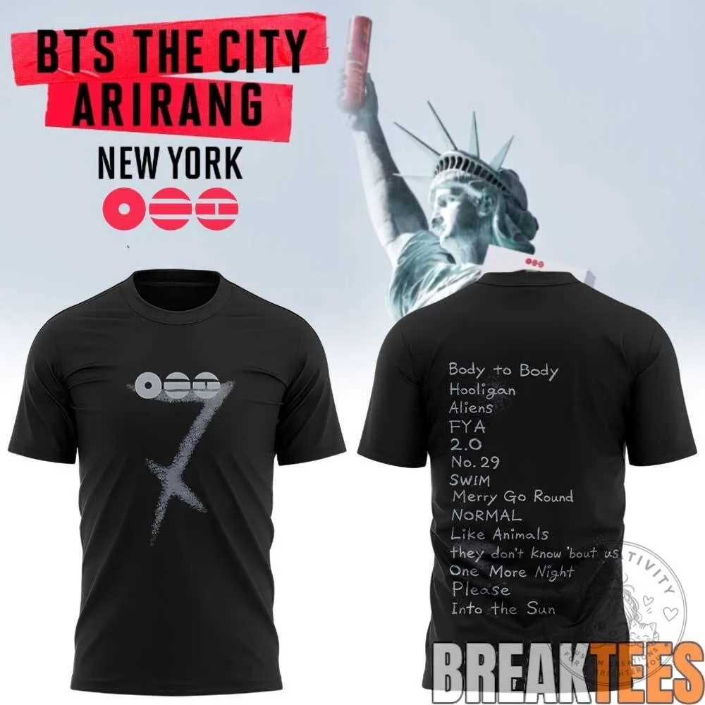 BTS The City Arirang New York Black Graphic T-Shirt