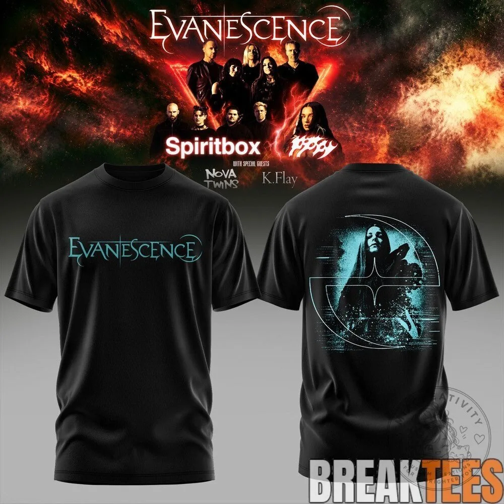 Evanescence Spiritbox Tour 2026 Band Concert Black T-Shirt
