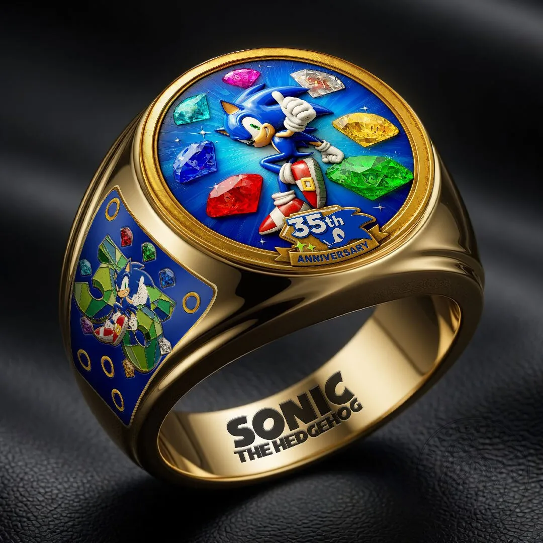 Sonic The Hedgehog 35th Anniversary Gold Plated Ring