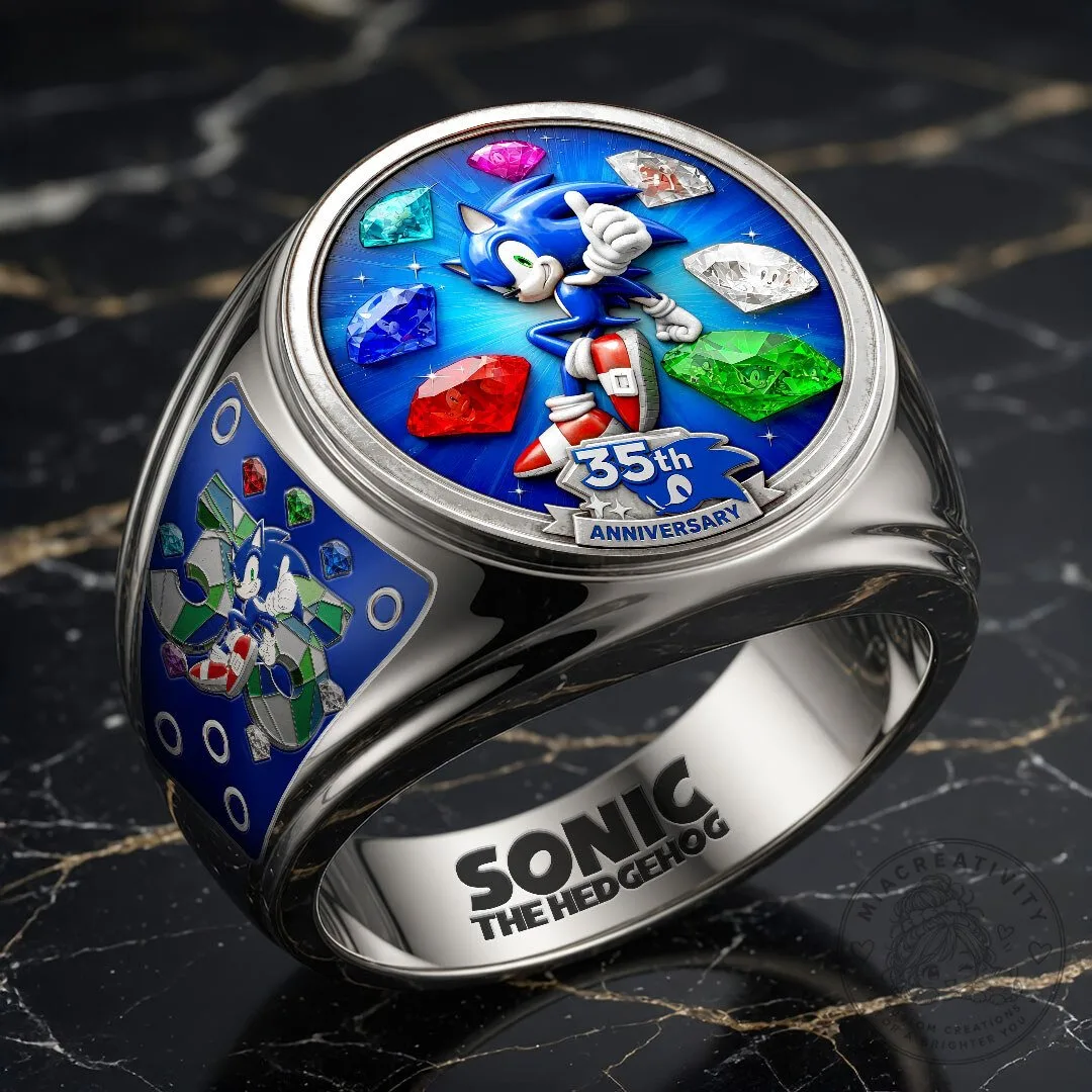 Sonic The Hedgehog 35th Anniversary Gold Plated Ring 9 Sonic The Hedgehog 35th Anniversary Gold Plated Ring