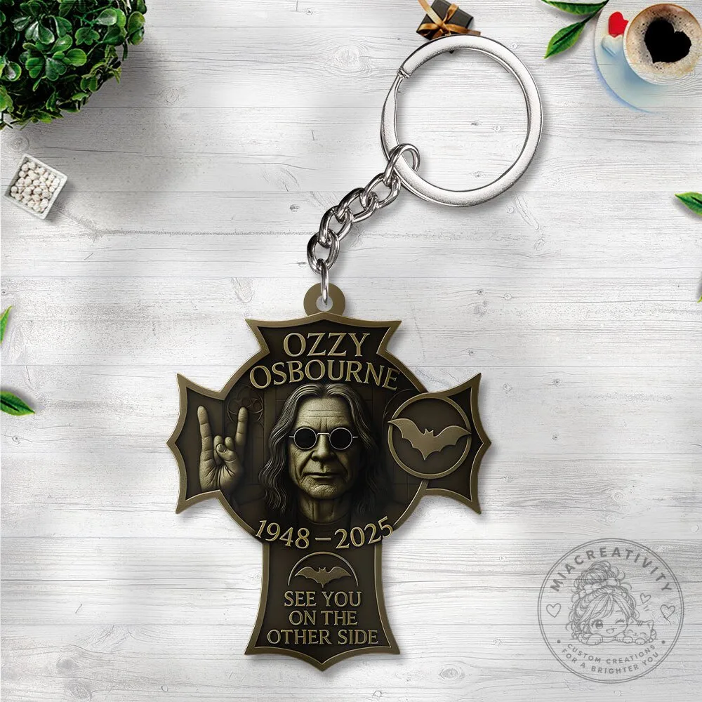 Ozzy Osbourne Heavy Metal Rock Music Memorial Cross Keychain