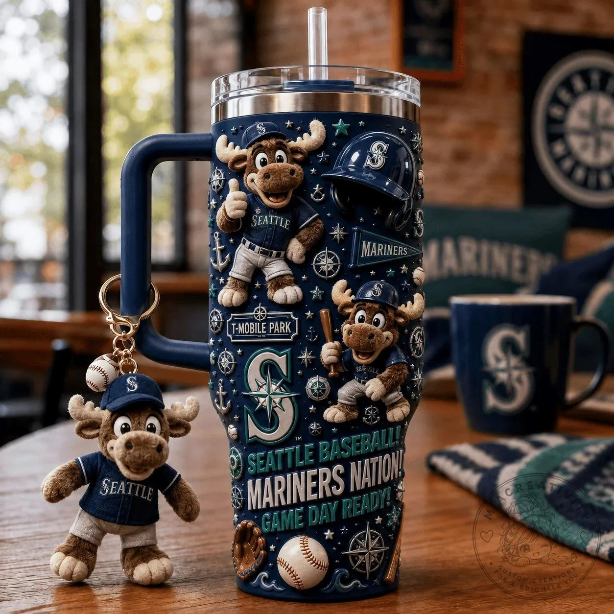 40oz Tumbler With Handle for Seattle Mariners Baseball Nation Game Day Enthusiasts