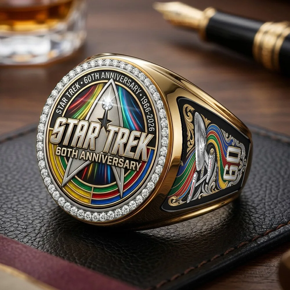 Star Trek 60th Anniversary Gold Tone Diamond Accent Ring