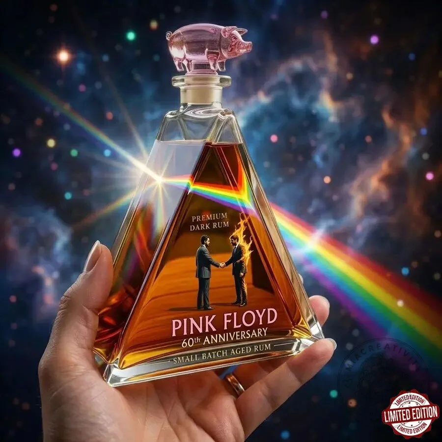 Pink Floyd Dark Side of the Moon Prism Whiskey Decanter with Pig Stopper