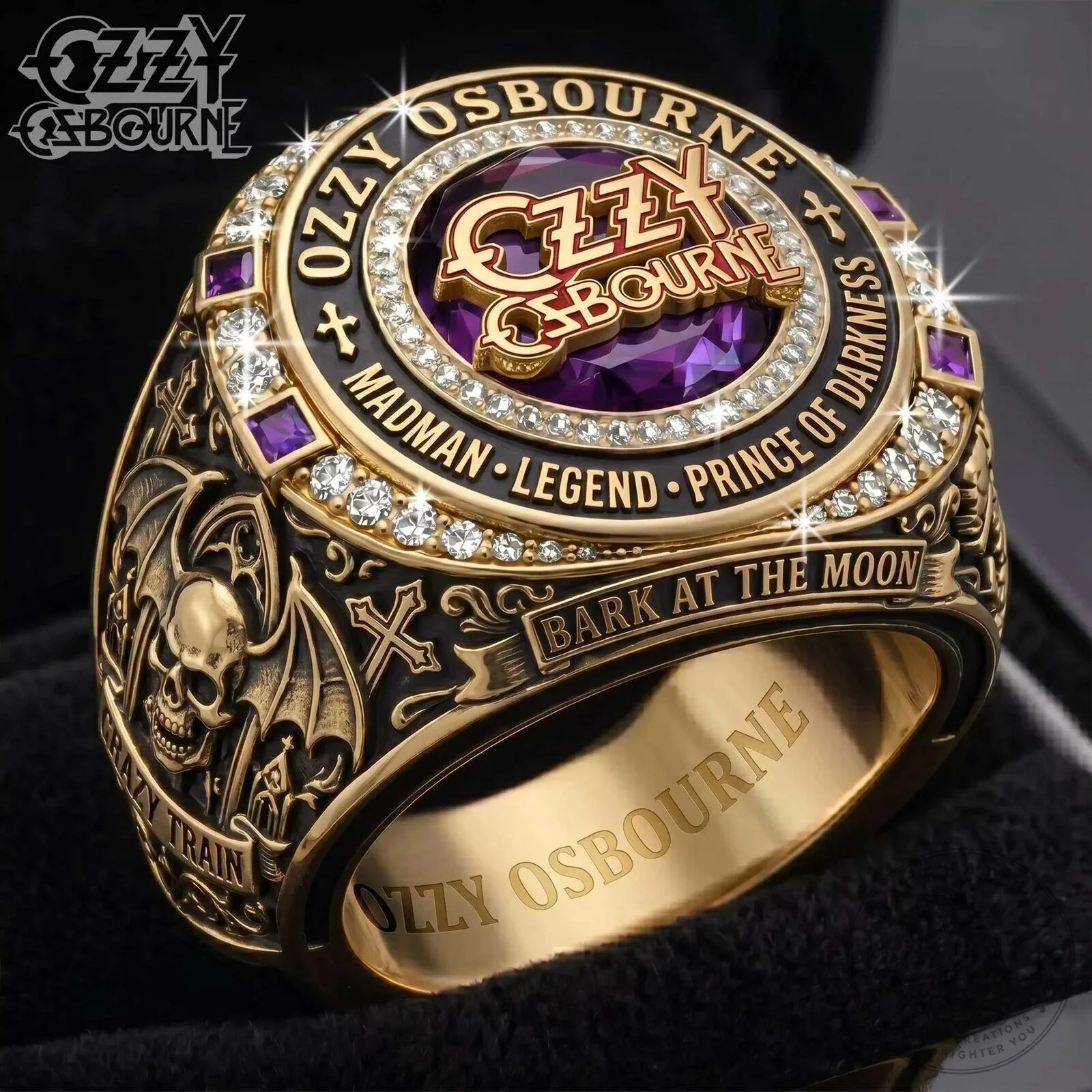 Ozzy Osbourne Madman Legend Prince of Darkness Bark at the Moon Ring