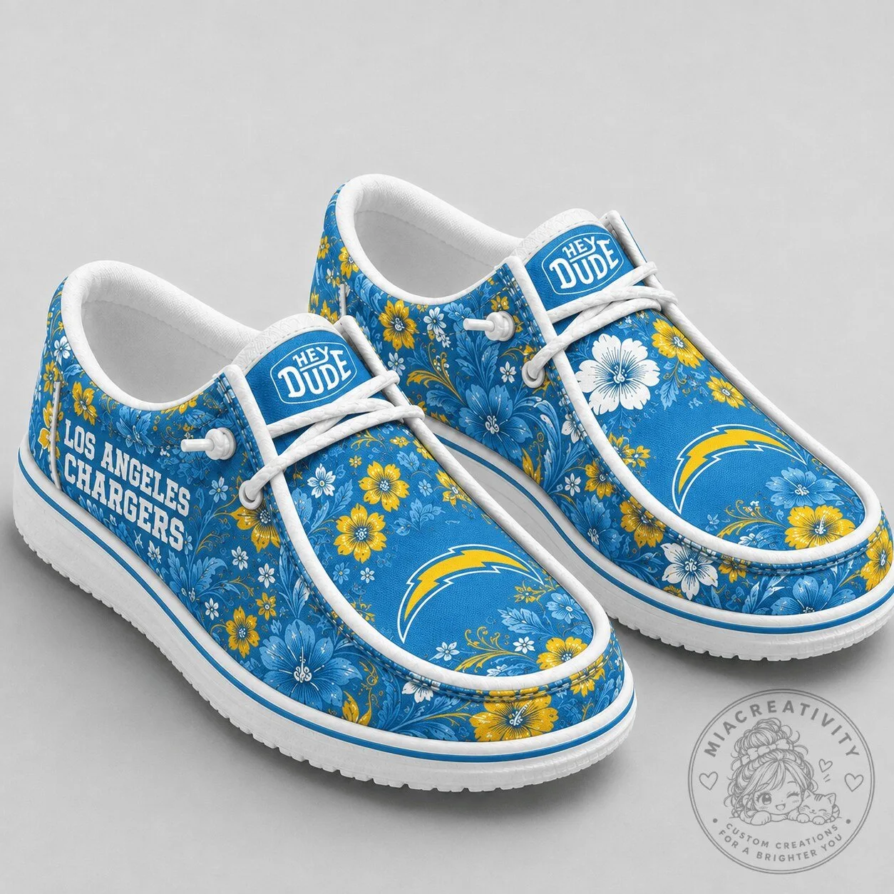 Los Angeles Chargers Floral Hey Dude Shoes for Men and Women