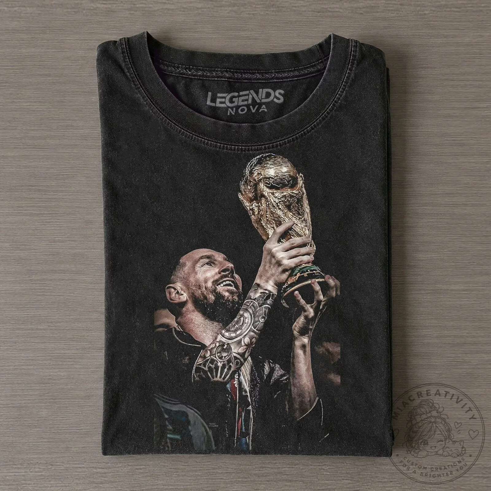 Lionel Messi World Cup Champion Black Graphic T-Shirt