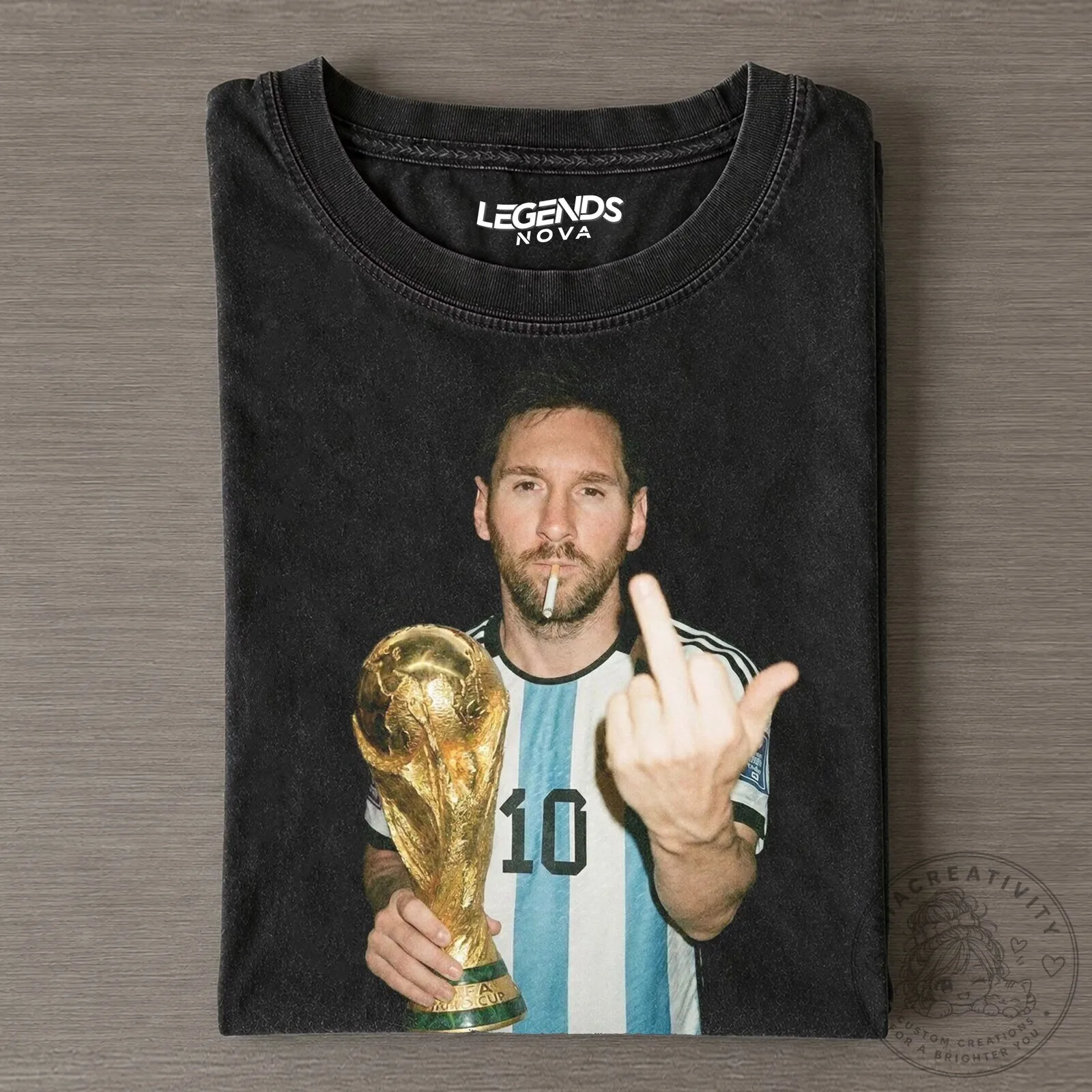 Vintage T-Shirt Featuring Lionel Messi's World Cup Champion Middle Finger Design