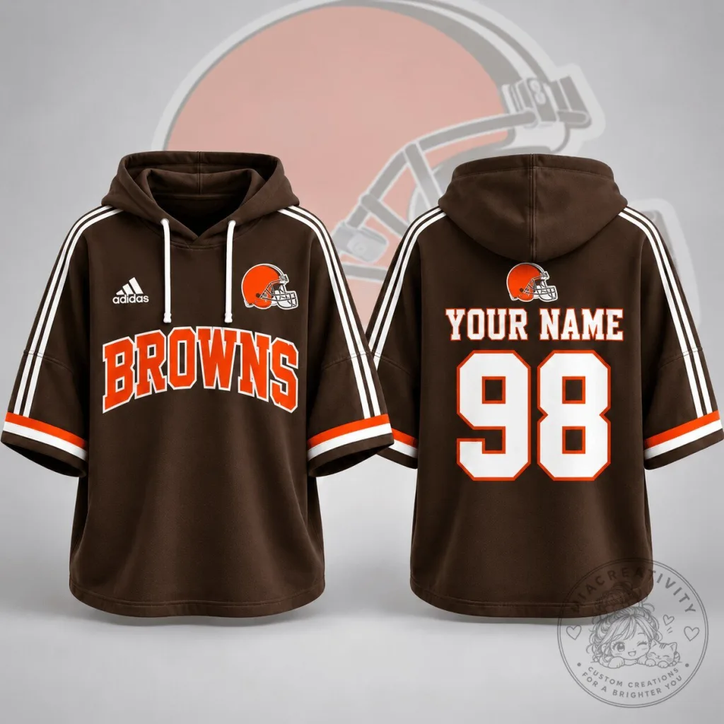 Cleveland Browns Custom Name and Number Short Sleeve Hoodie Cleveland Browns Custom Name and Number Short Sleeve Hoodie