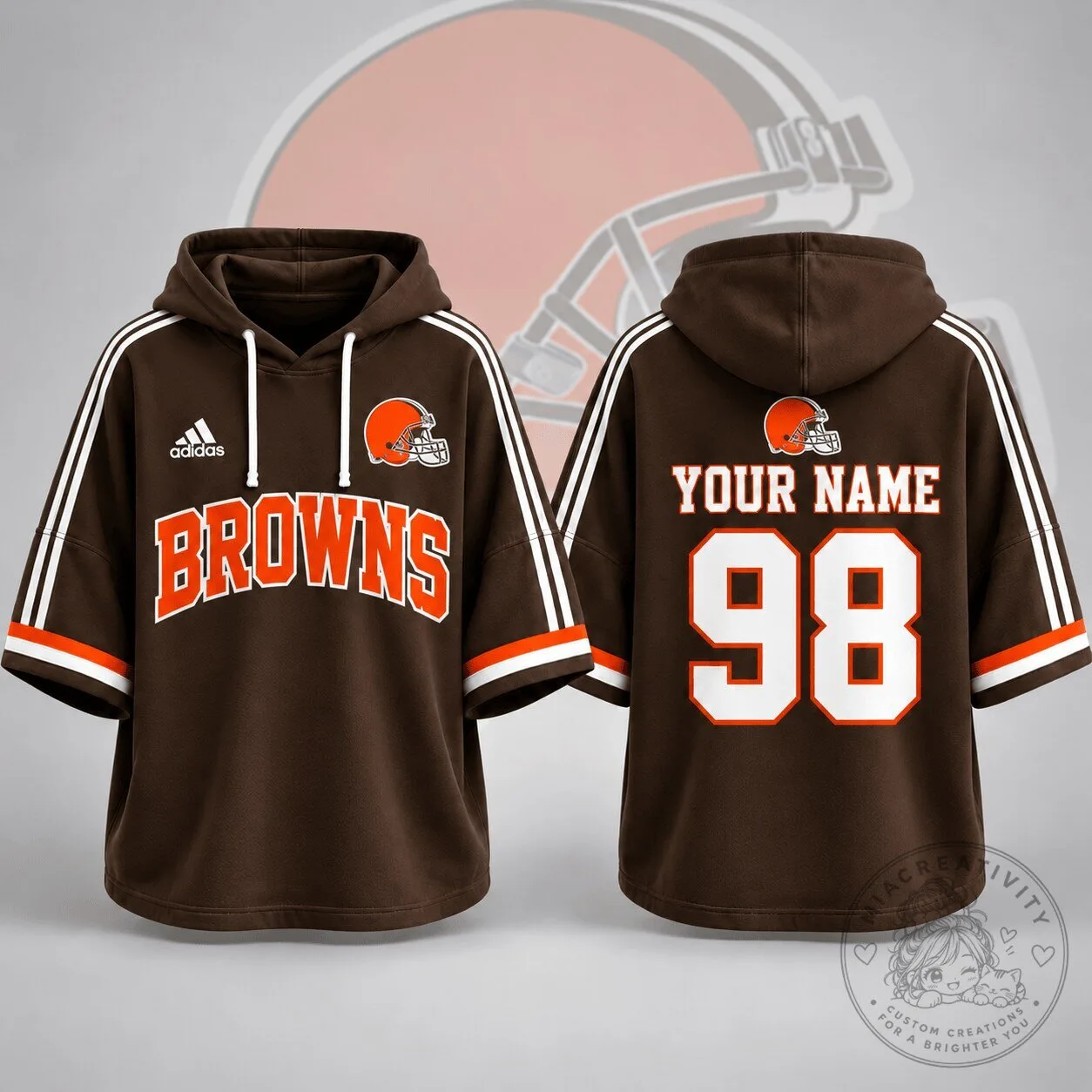 Cleveland Browns Custom Name and Number Short Sleeve Hoodie