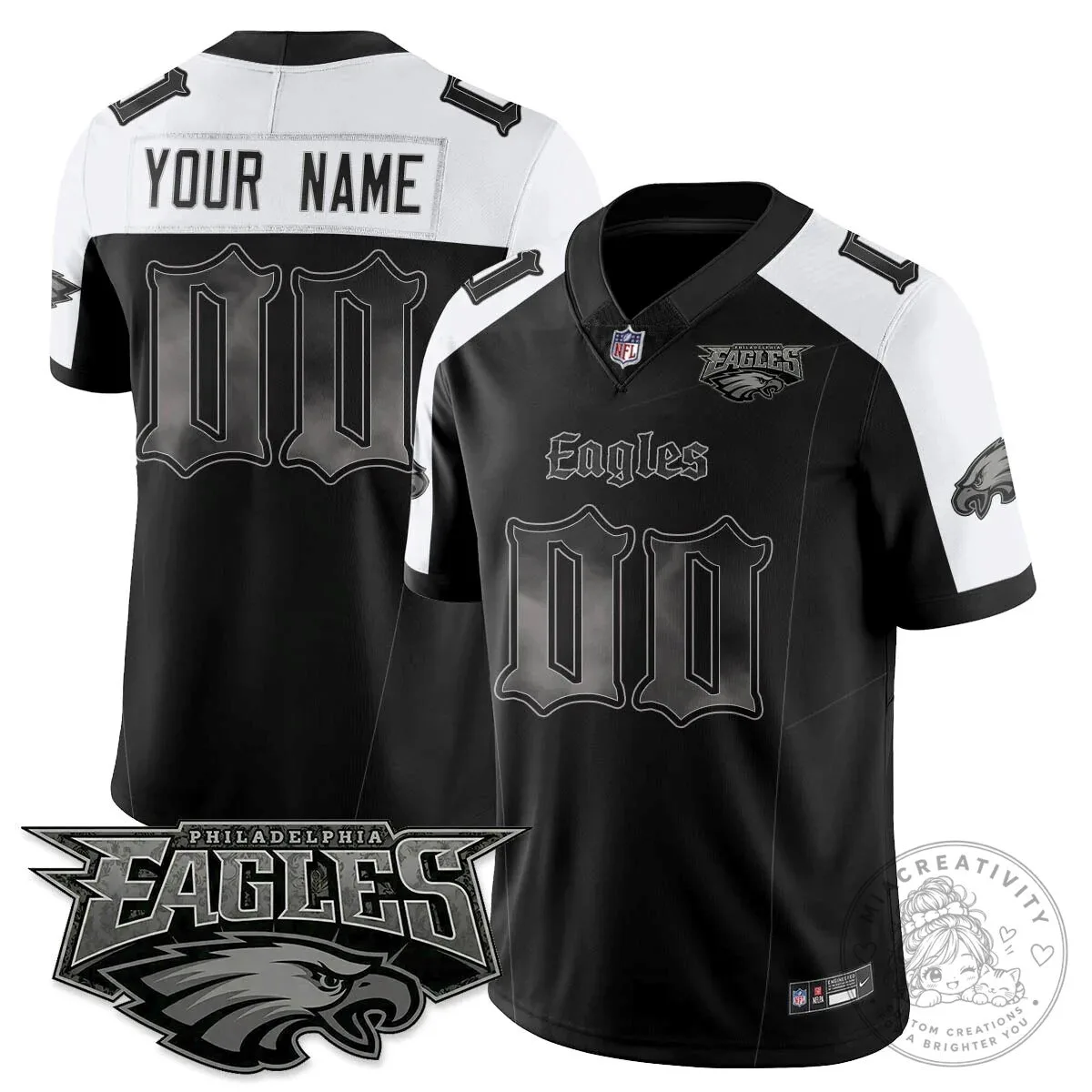 Philly Eagles Black Gothic Style Football Jersey