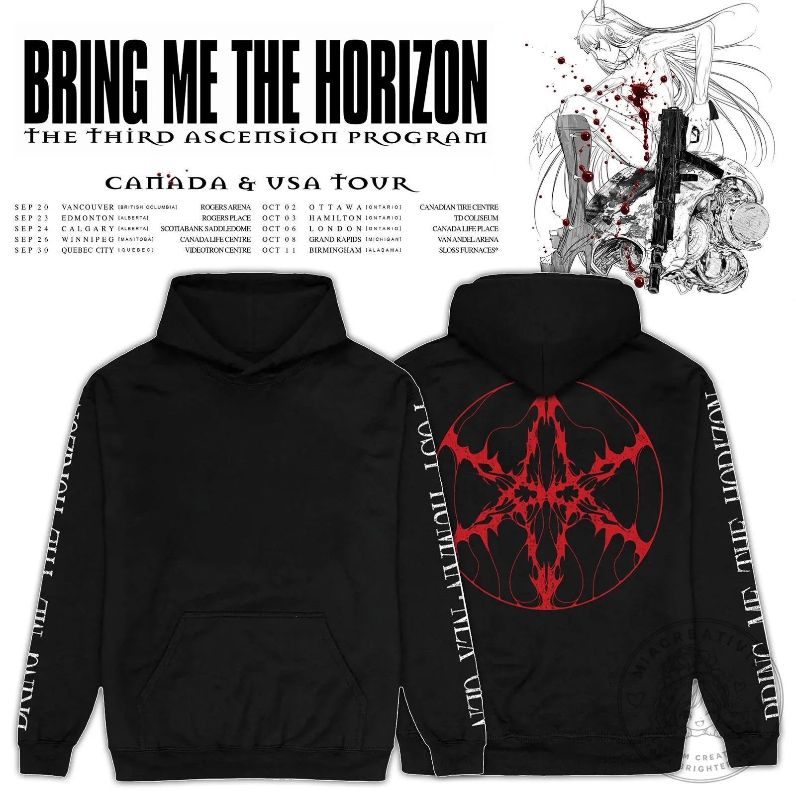 Bring Me The Horizon The Third Ascension Program Canada USA Tour Black Hoodie 2 Bring Me The Horizon The Third Ascension Program Canada USA Tour Black Hoodie
