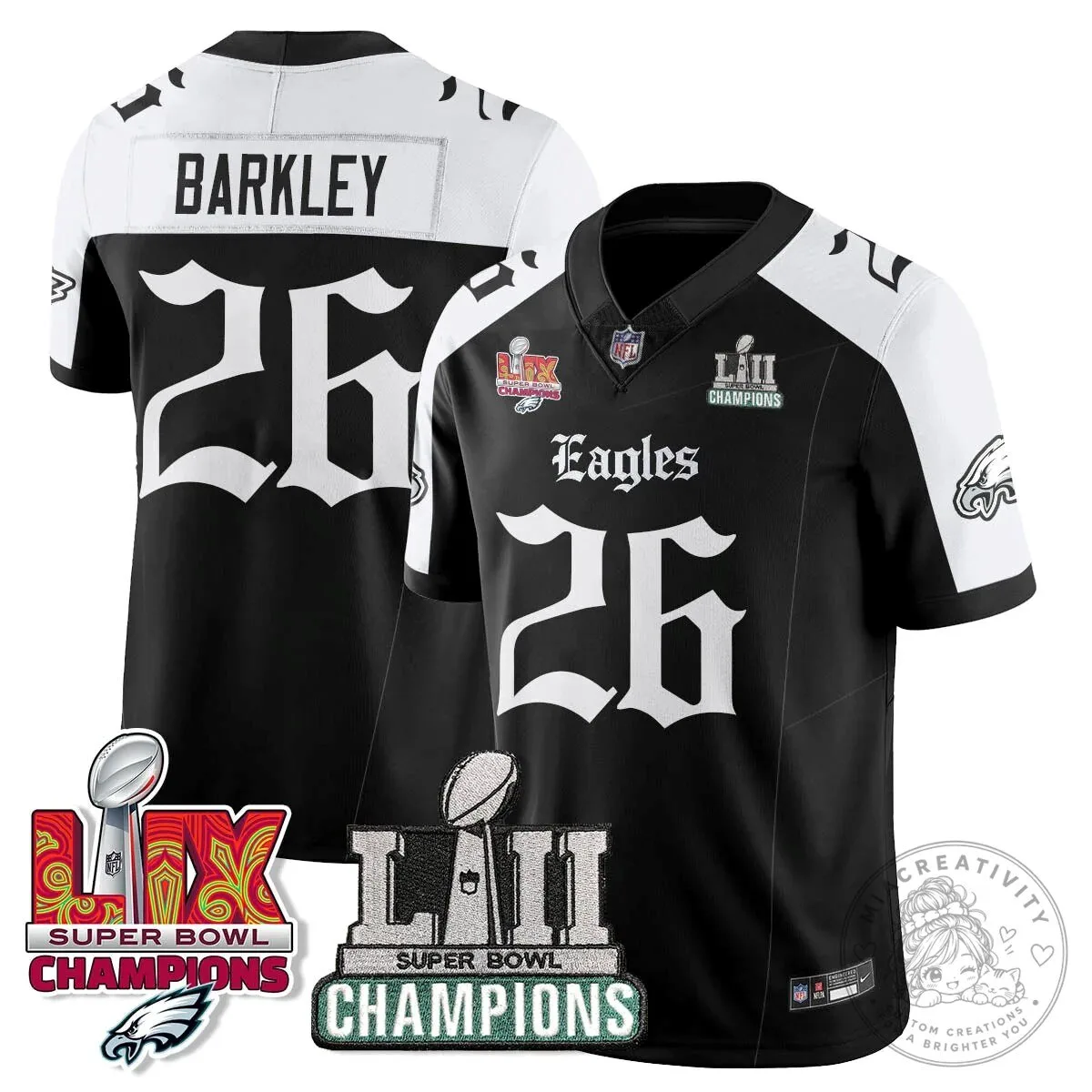 Philly Eagles Super Bowl Champions Black Football Jersey