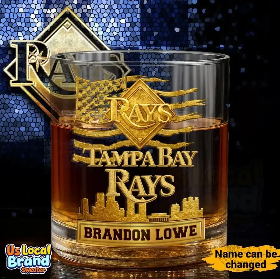 Tampa Bay Rays MLB Baseball Team Personalized Whiskey Glass