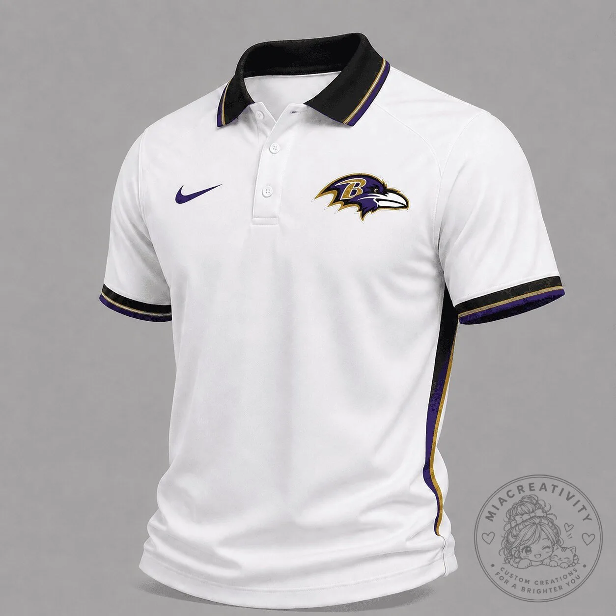 Baltimore Ravens National Football League White Premium Gameday Polo Shirt