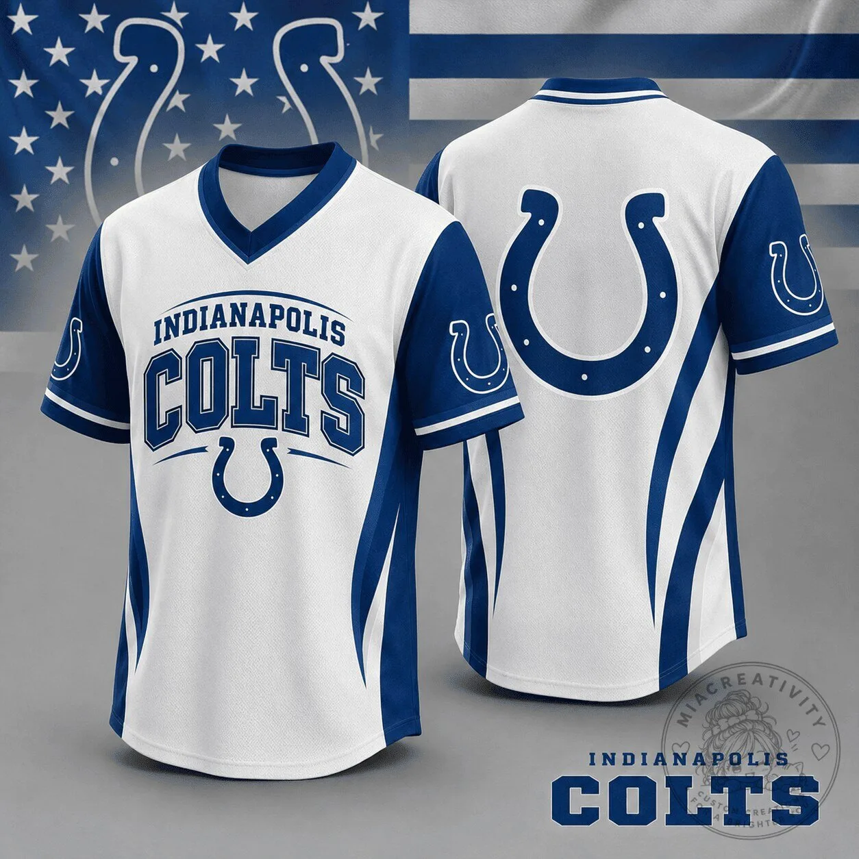 Indianapolis Colts National Football League Team Spirit V-Neck Baseball Jersey