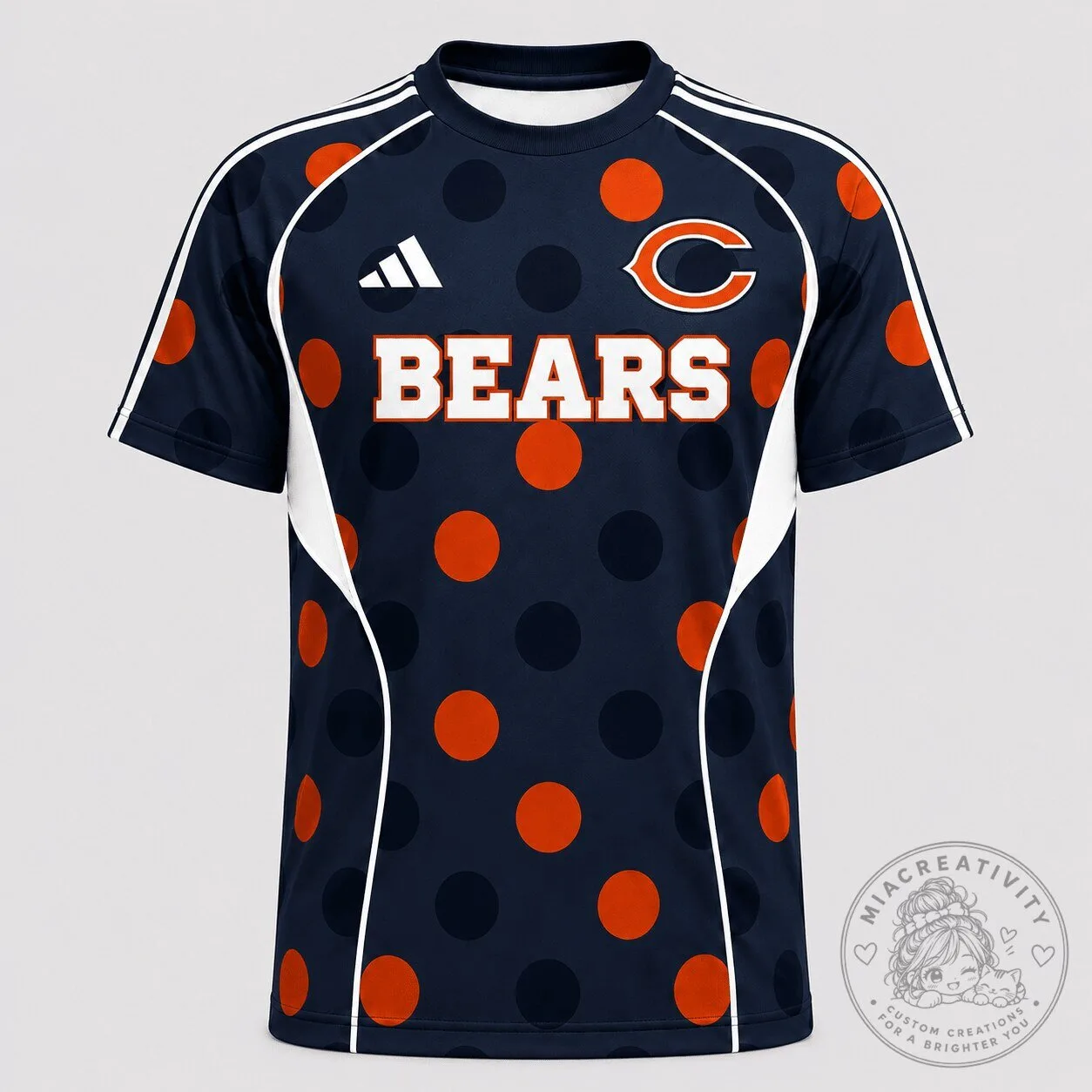 Chicago Bears NFL Polka Dot Fan Apparel Game Day Sports Jersey