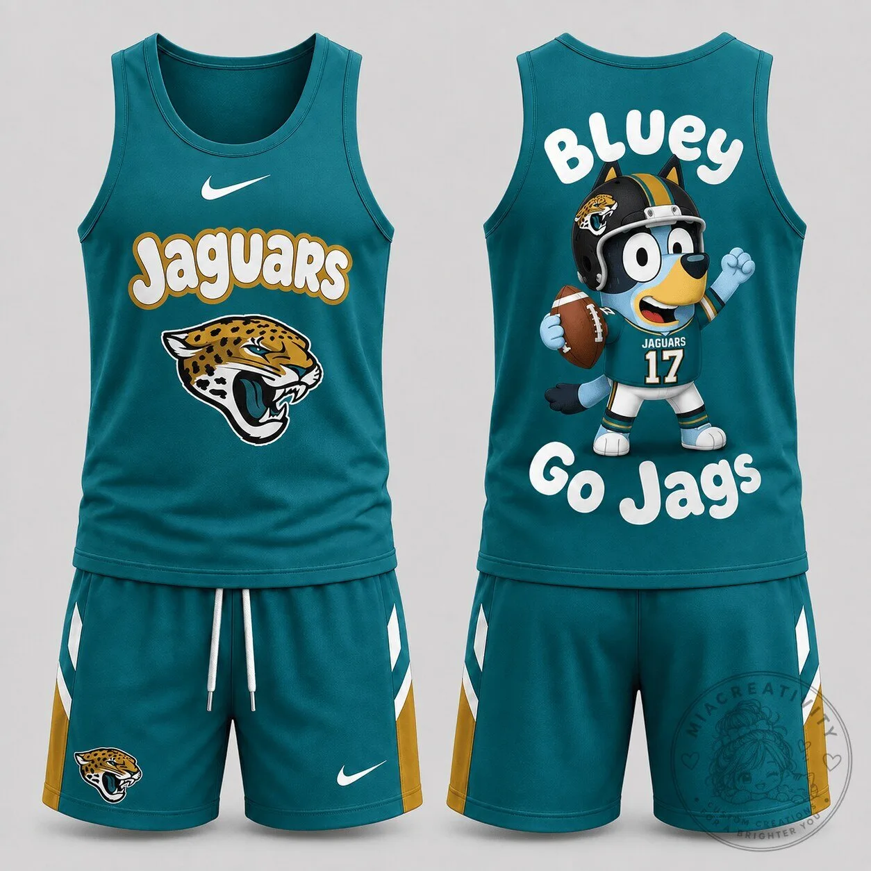 Jacksonville Jaguars Bluey Cartoon Character Football Fan Tank Top and Shorts Set