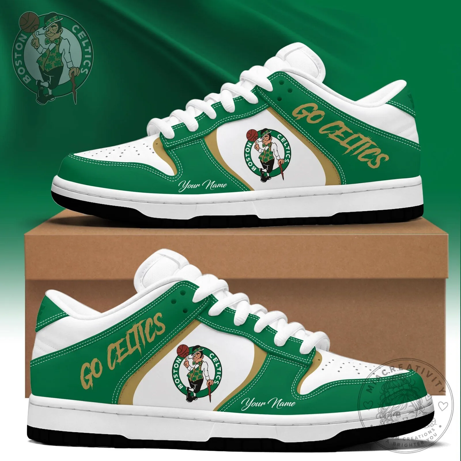 Boston Celtics Go Celtics Personalized Fan Team Sneakers