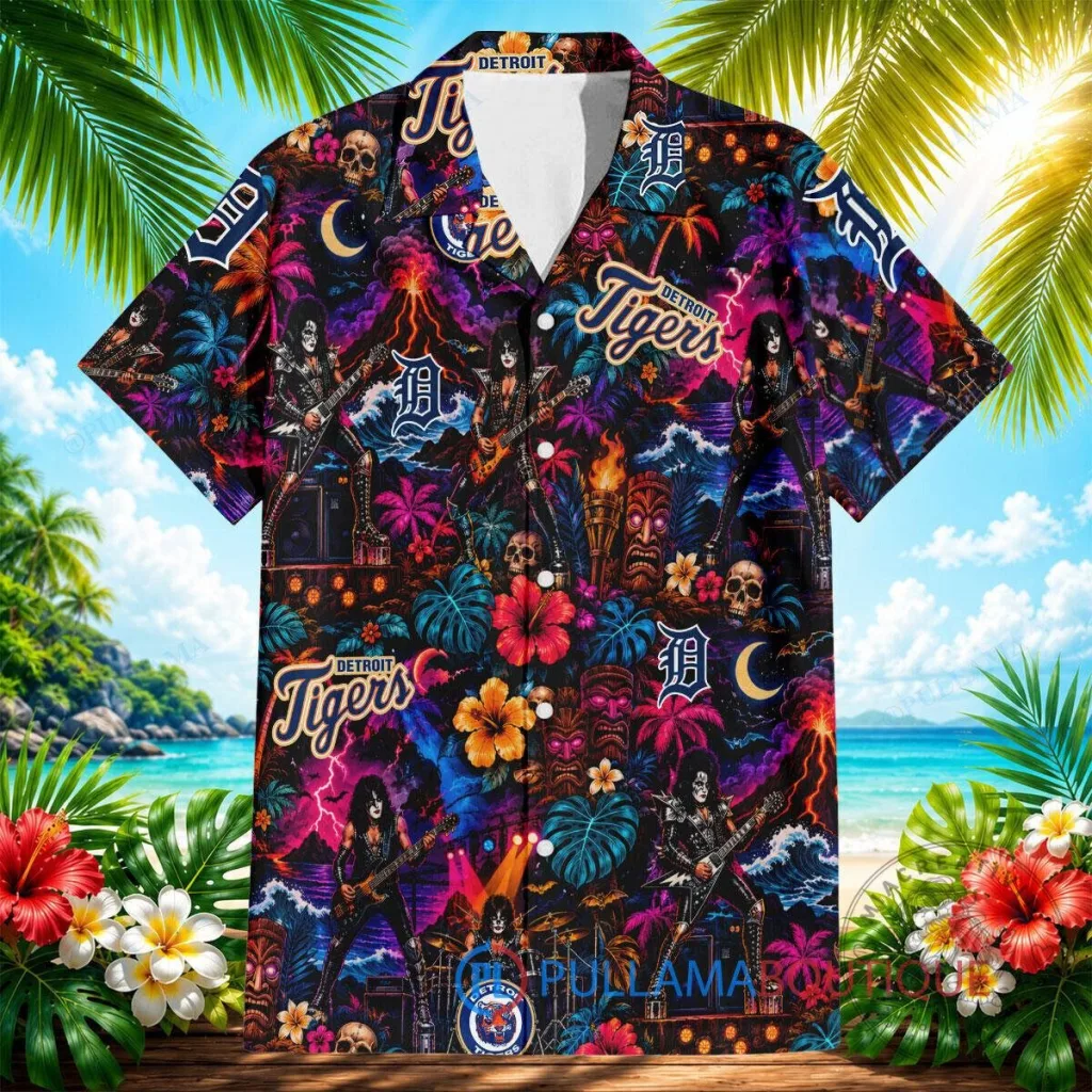 Detroit Tigers KISS Rock Band Hawaiian Shirt for Men and Women Detroit Tigers KISS Rock Band Hawaiian Shirt for Men and Women