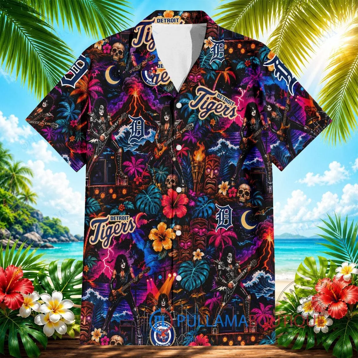 Detroit Tigers KISS Rock Band Hawaiian Shirt for Men and Women