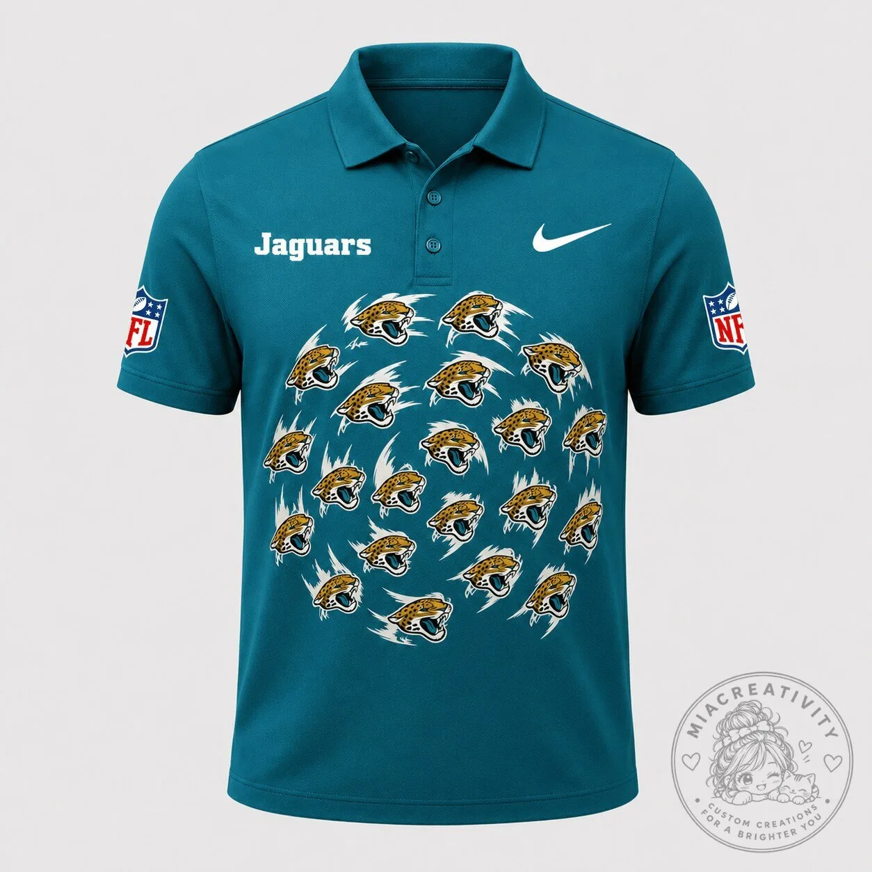 Jacksonville Jaguars National Football League Pattern Athletic Polo Shirt