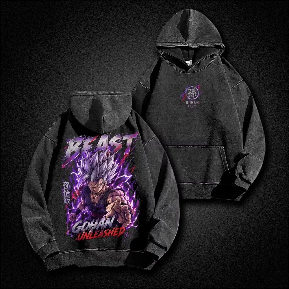 Dragon Ball Son Gohan Beast Unleashed Washed Black Hoodie
