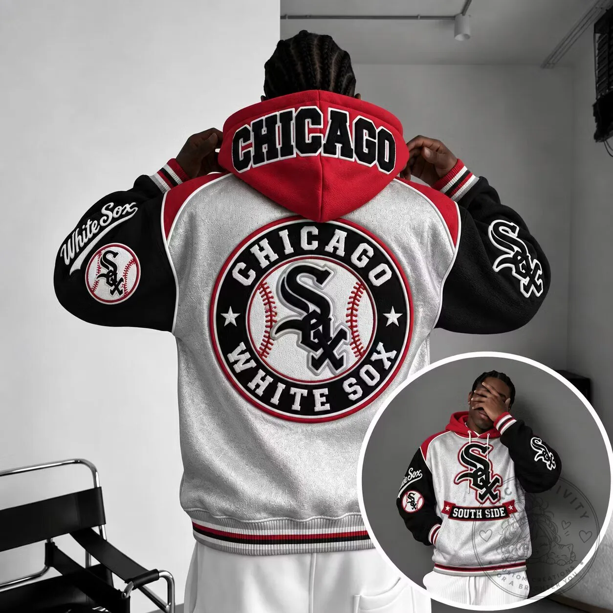 Chicago White Sox Baseball Team Logo White and Red Hoodie for Men and Women
