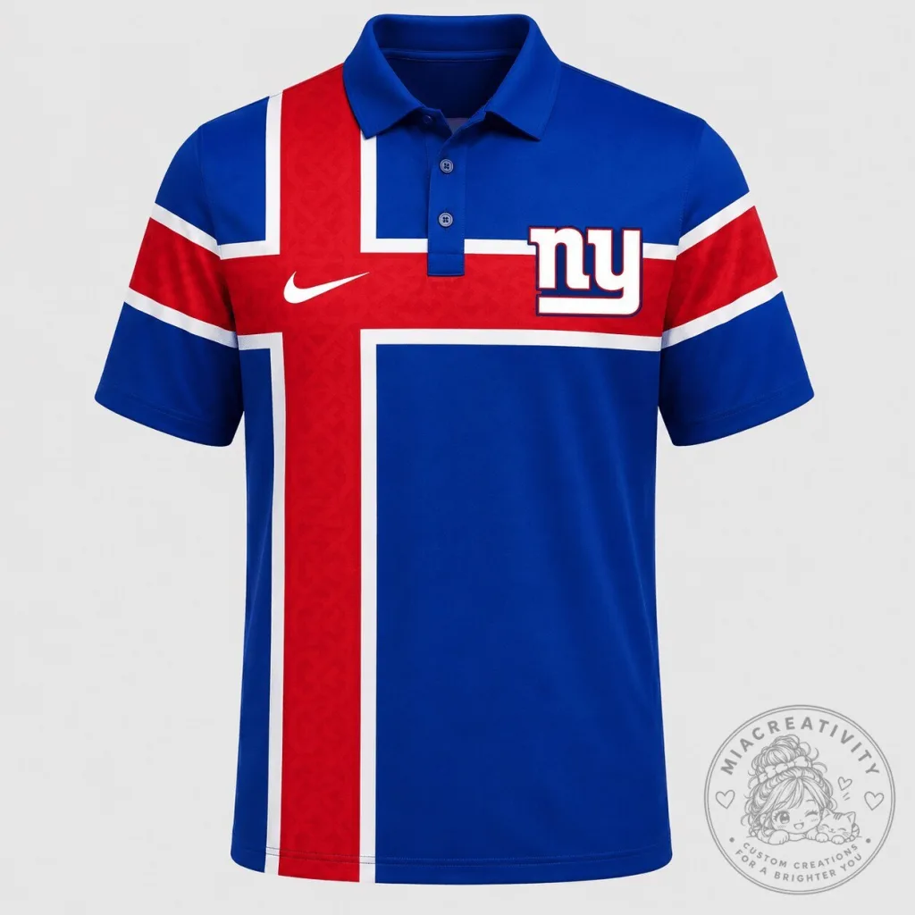New York Giants National Football League Cross Stripe Polo Shirt for Men New York Giants National Football League Cross Stripe Polo Shirt for Men