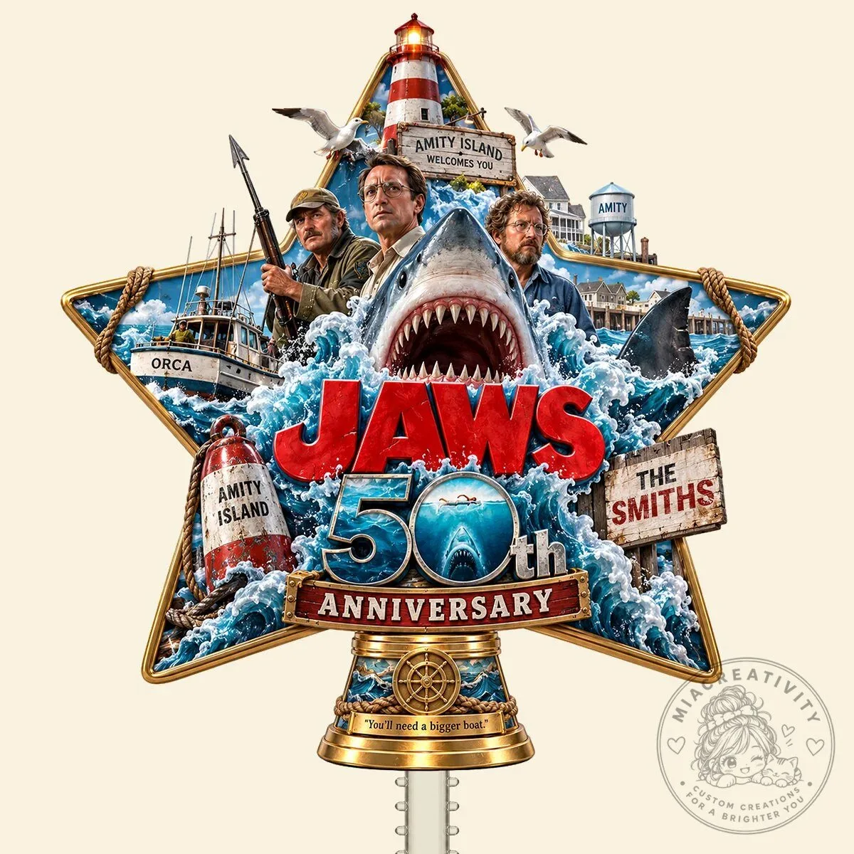 Jaws 50th Anniversary Amity Island Christmas Tree Topper 12 Jaws 50th Anniversary Amity Island Christmas Tree Topper