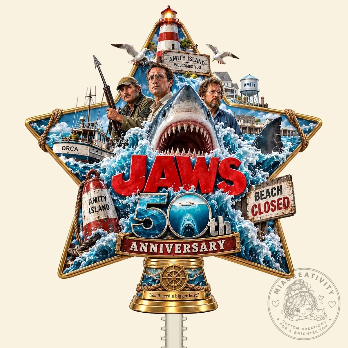 Jaws 50th Anniversary Amity Island Christmas Tree Topper 13 Jaws 50th Anniversary Amity Island Christmas Tree Topper