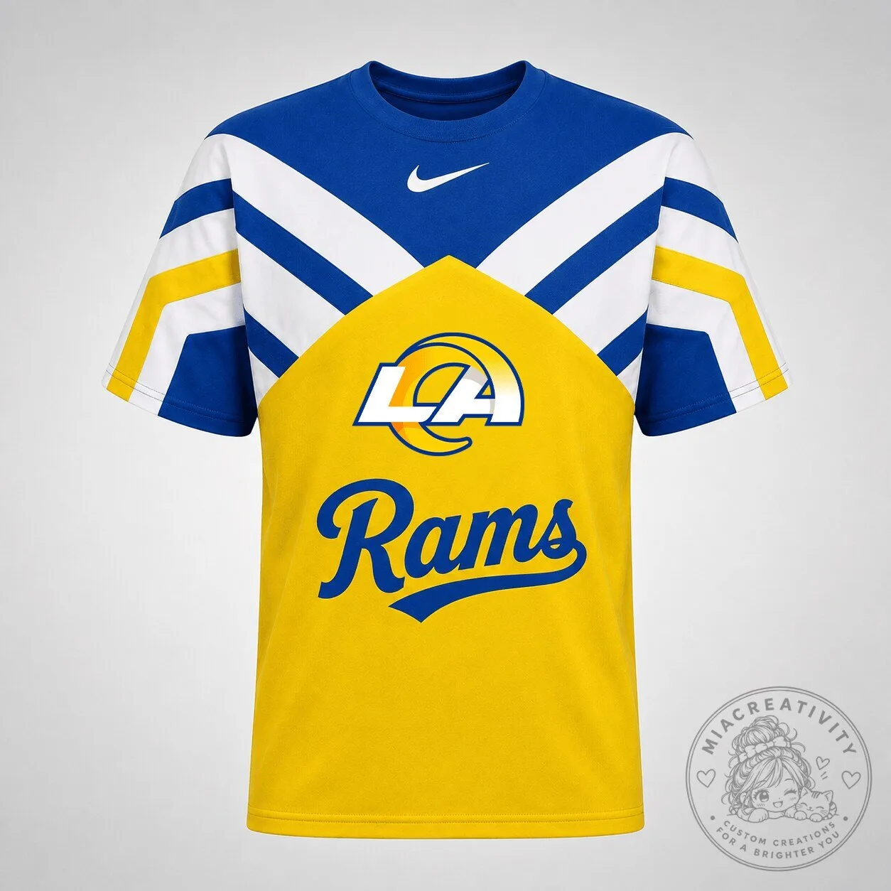 Los Angeles Rams Football Team Royal Blue and Yellow Fan T-Shirt