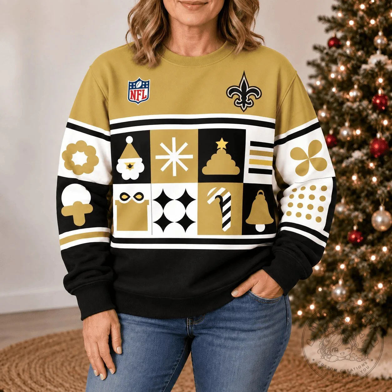 New Orleans Saints NFL Christmas Holiday Ugly Sweater Style Sweatshirt