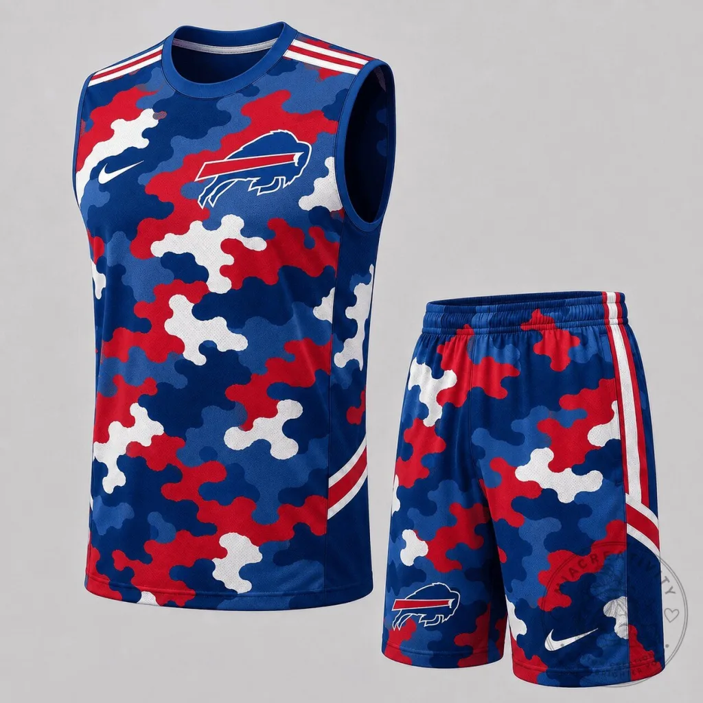 Buffalo Bills Camouflage Pattern Athletic Tank Top and Shorts Set Buffalo Bills Camouflage Pattern Athletic Tank Top and Shorts Set