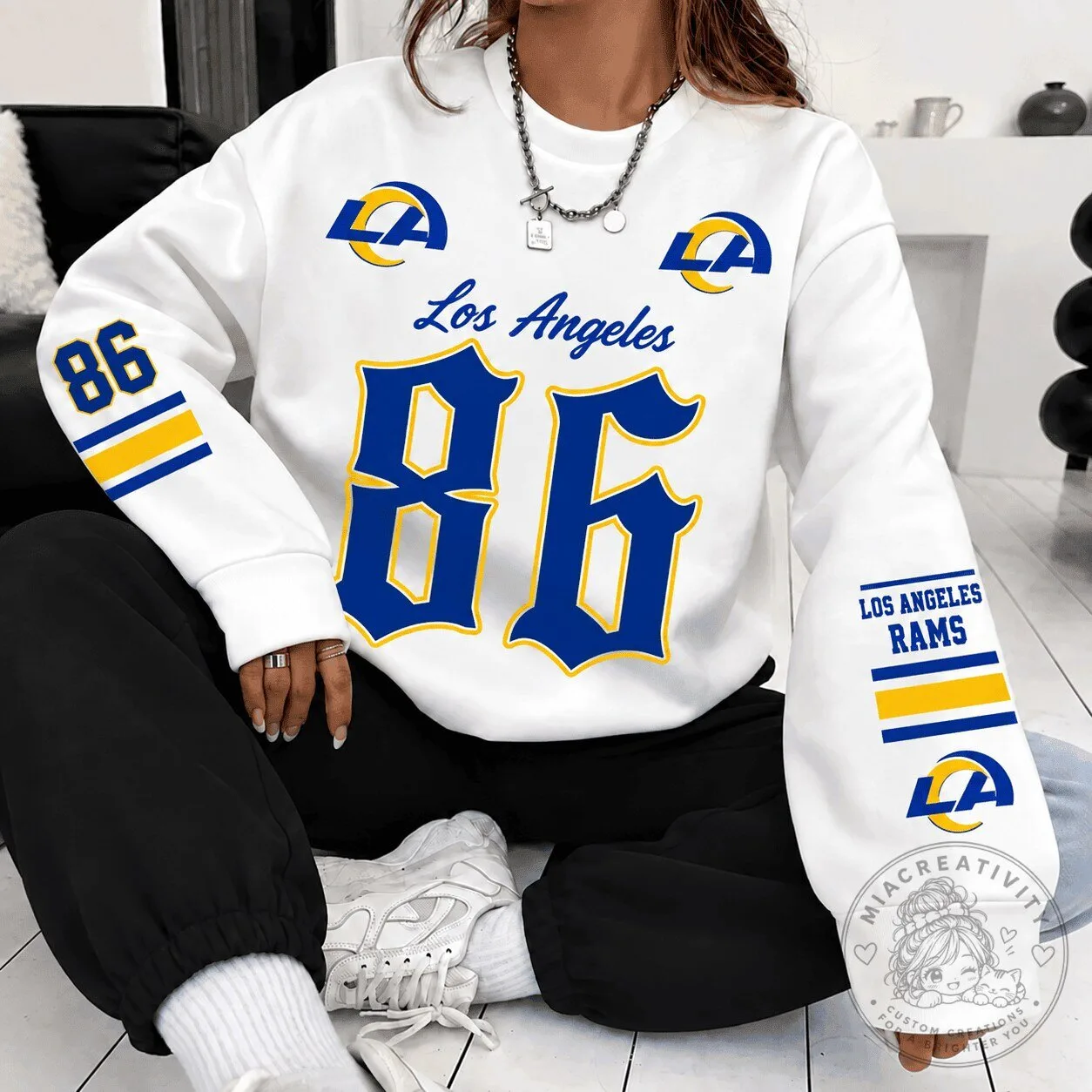 Los Angeles Rams Football Team Heritage Script White Sweatshirt