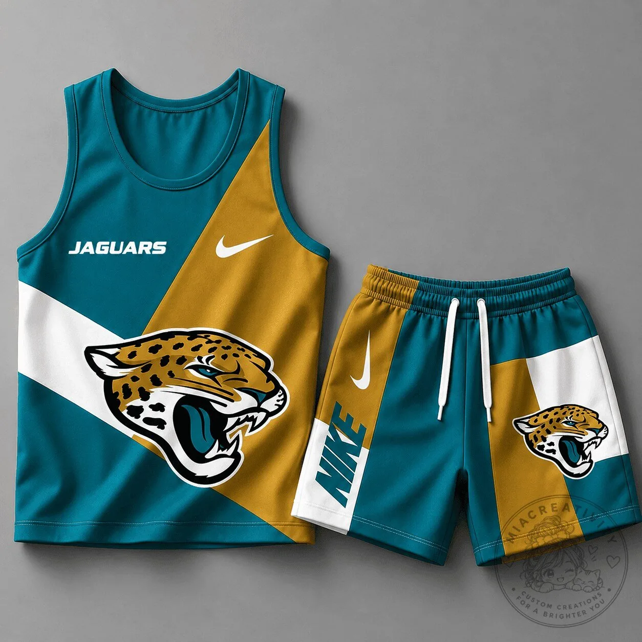 Color Block Athletic Tank Top and Shorts Set for Jacksonville Jaguars NFL Fans