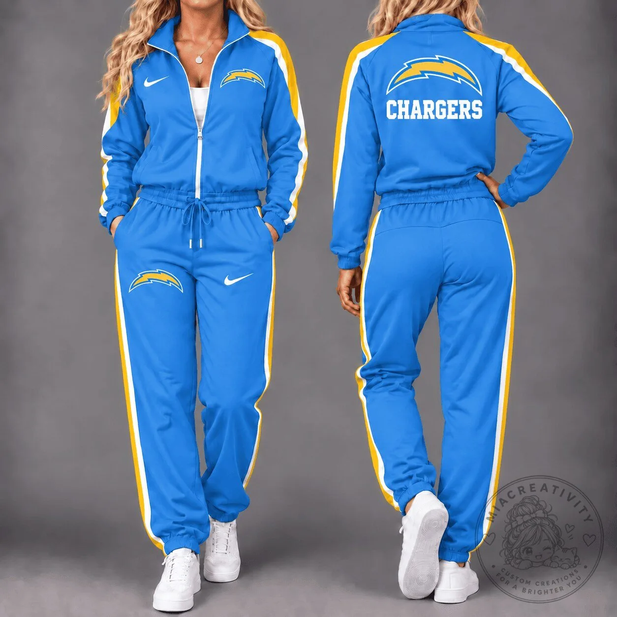 Los Angeles Chargers NFL Team Logo Blue and Yellow Athletic Tracksuit Set