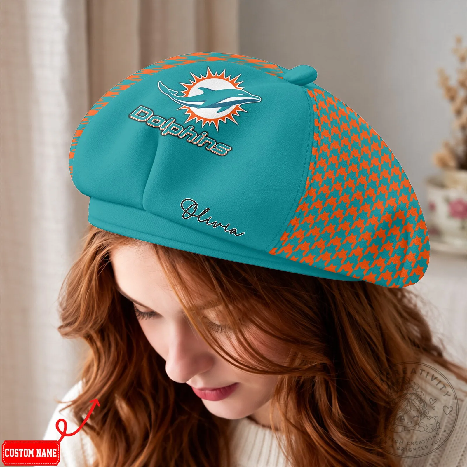 Miami Dolphins Personalized Beret Hat