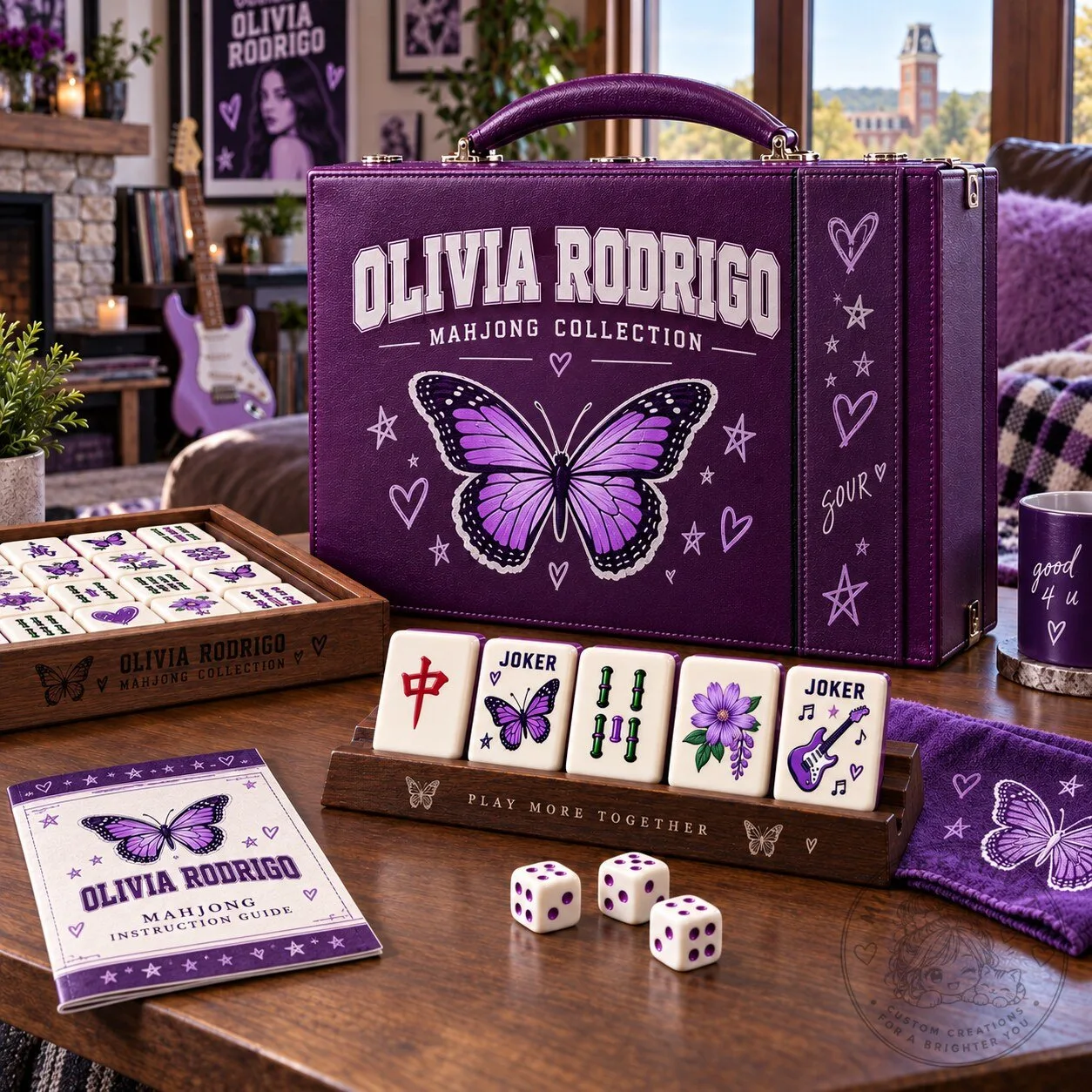 Olivia Rodrigo Mahjong Collection Game Set with Butterfly and Guitar Tiles