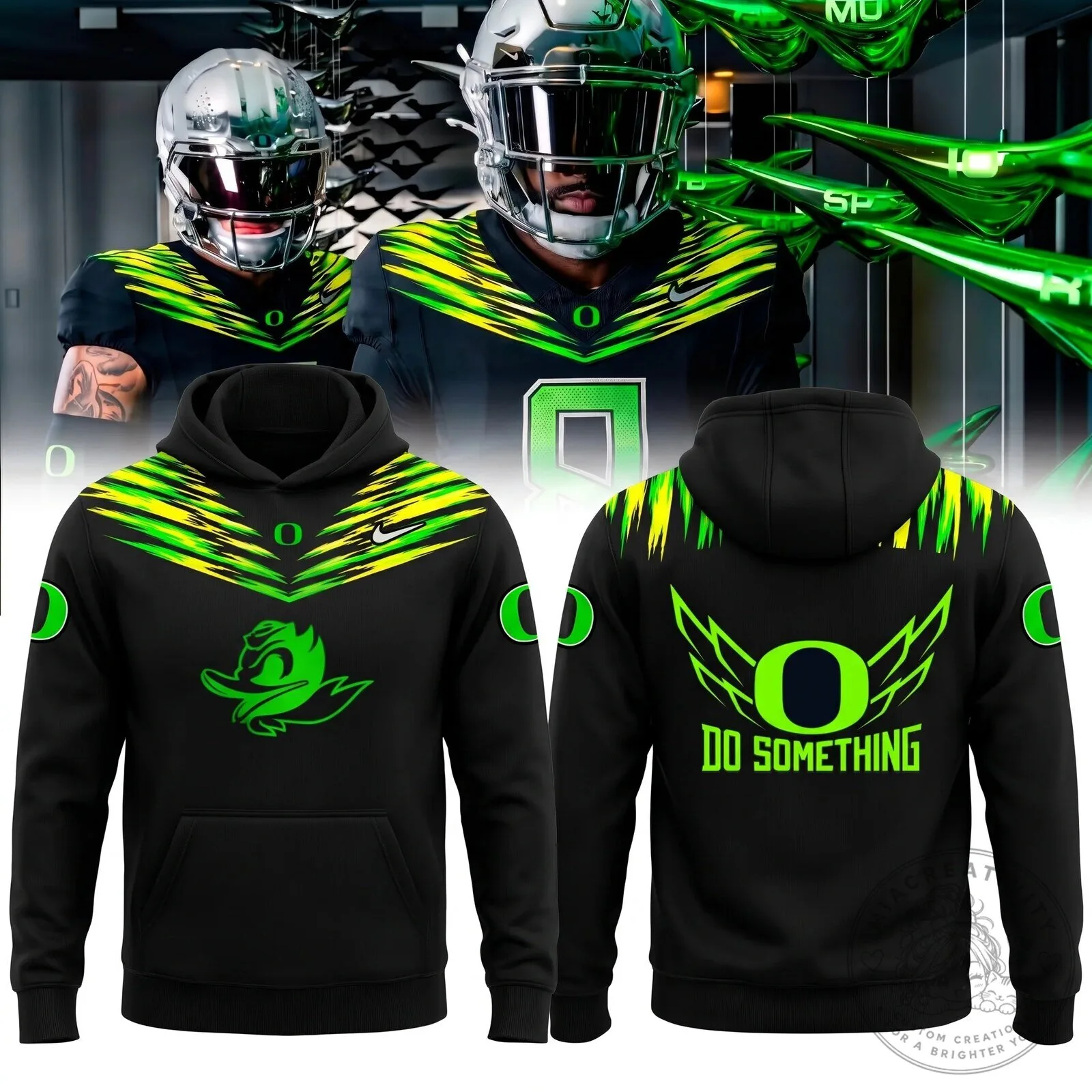 Oregon Ducks Football Team Mascot Logo Black Hoodie Sweatshirt