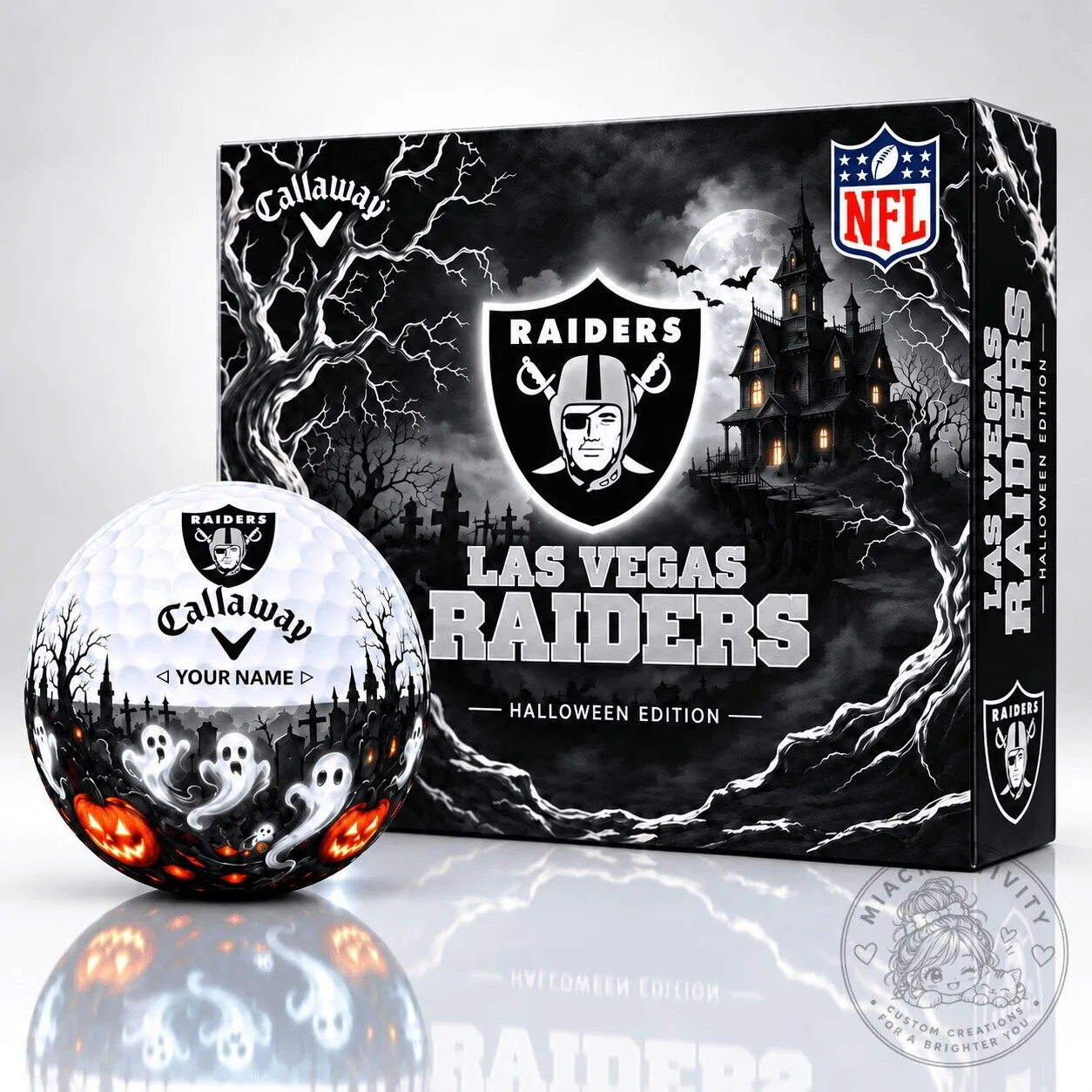Las Vegas Raiders Halloween Edition Personalized Callaway Golf Ball