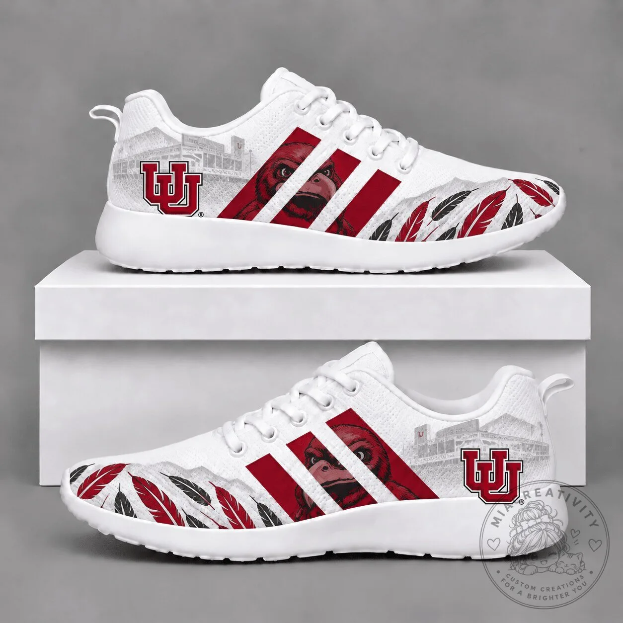 Utah Utes Mascot Feather Pattern Running Shoes