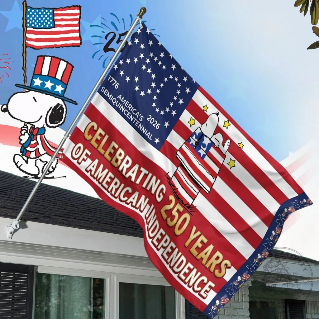 Fourth of July Snoopy Celebrating 250 Years of American Independence Flag Fourth of July Snoopy Celebrating 250 Years of American Independence Flag
