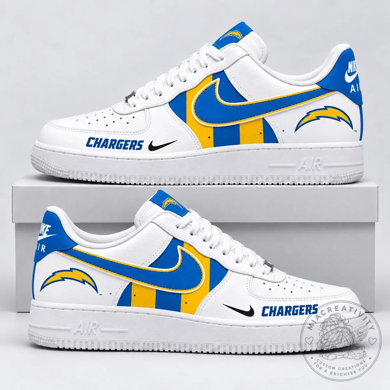 Los Angeles Chargers NFL Team Logo White and Blue Fan Shoes